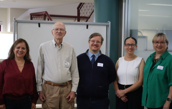 Carolyn Gurklis Huff Teaching Excellence Award recipient, Austin Gilkeson, with Harrell Huff and Rice faculty.