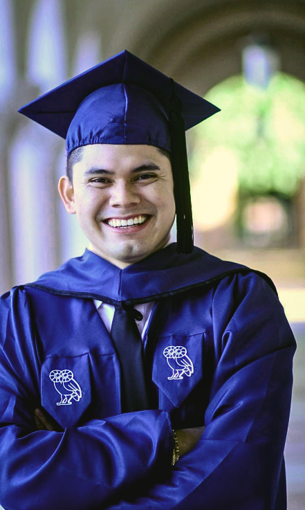 Rice student in cap and gown