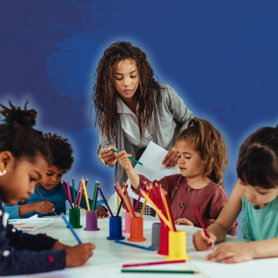 Teacher with young students