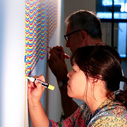 Student working on art installation